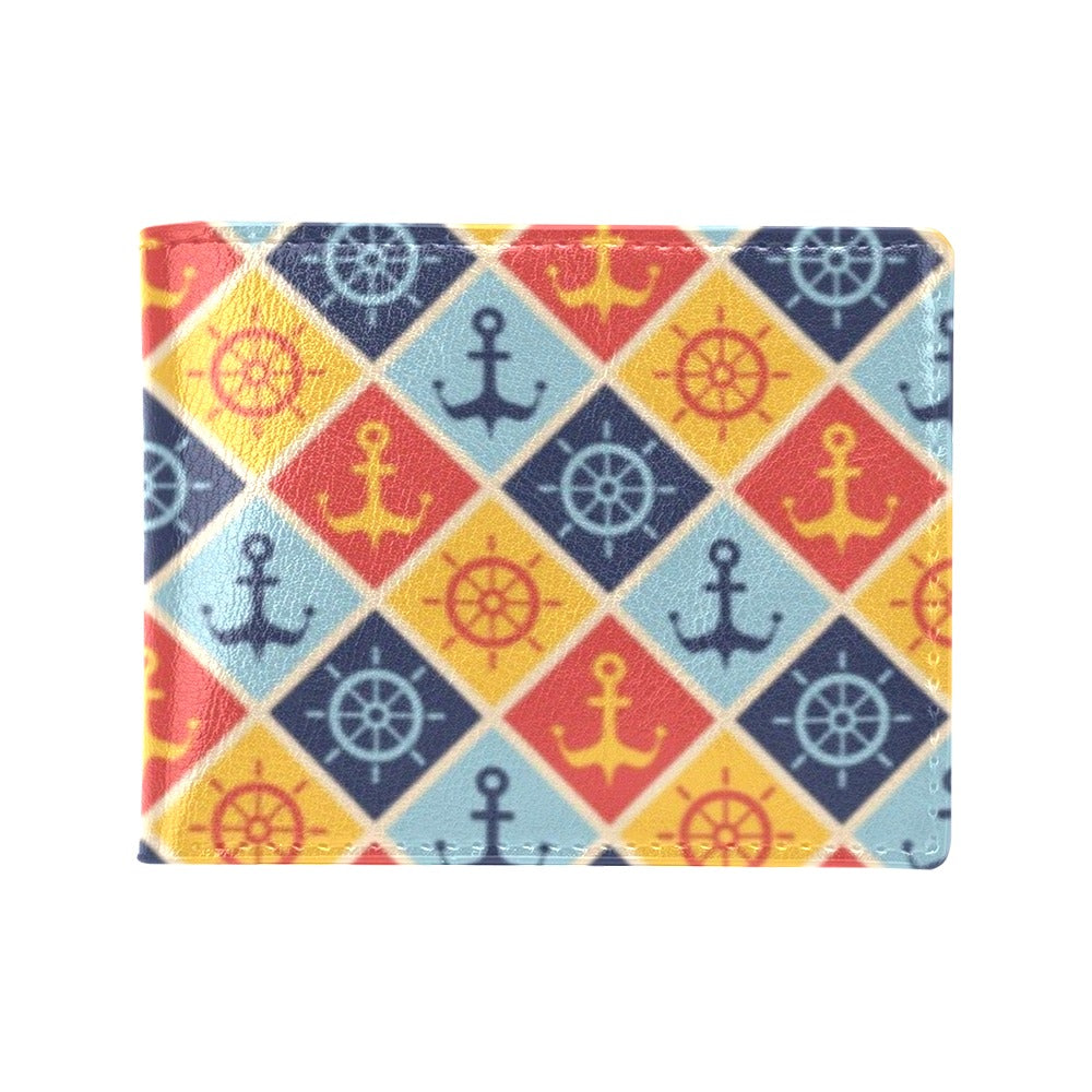 Nautical Pattern Design Themed Print Men's ID Card Wallet