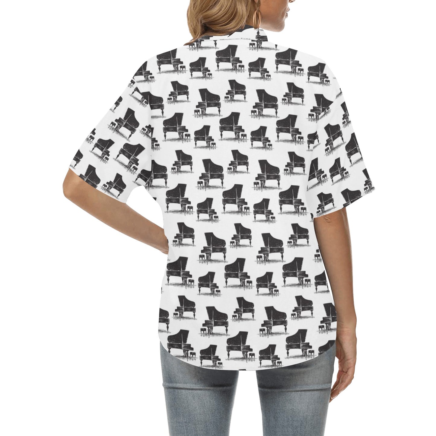 Piano Print Design LKS401 Women's Hawaiian Shirt