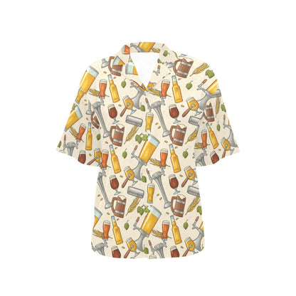 Beer Pattern Print Design 05 Women's Hawaiian Shirt