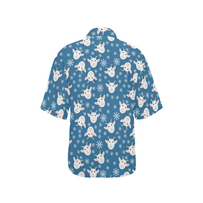 Goat Print Design LKS402 Women's Hawaiian Shirt