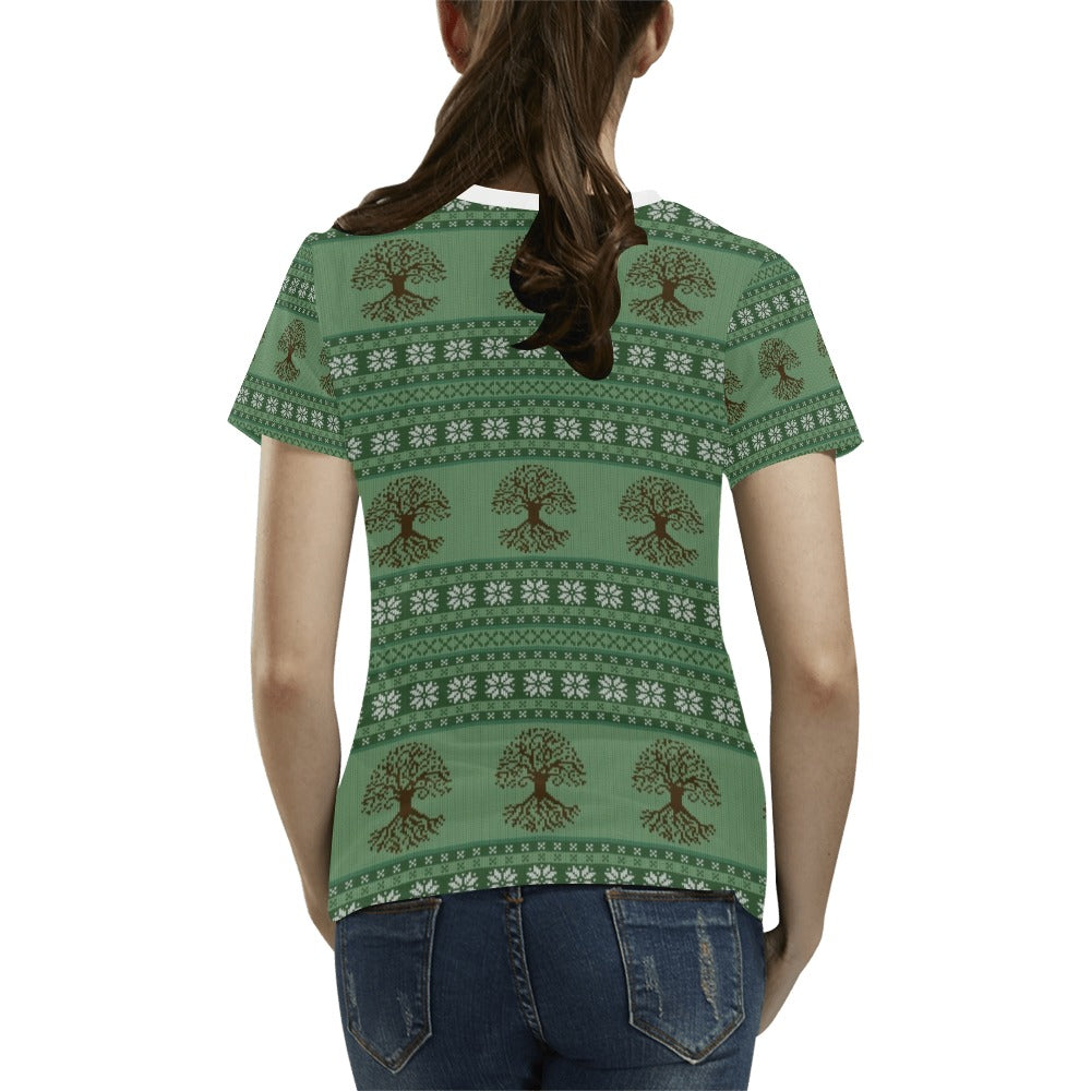 Tree Of Life Knit Style Print Design LKS301 Women's  T-shirt