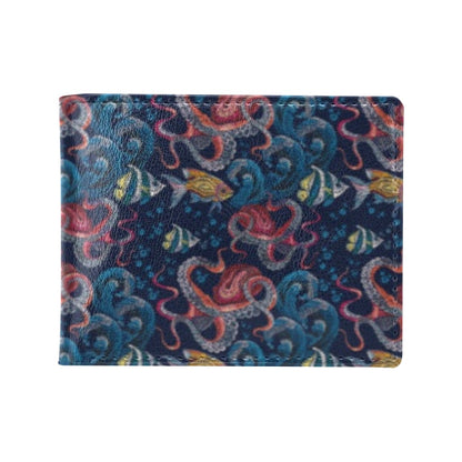 Octopus Deep Sea Print Themed Men's ID Card Wallet
