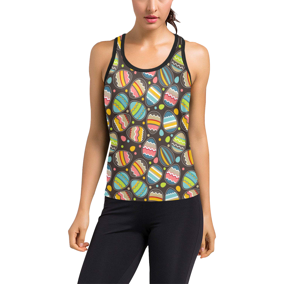 Easter Eggs Pattern Print Design RB03 Women's Racerback Tank Top