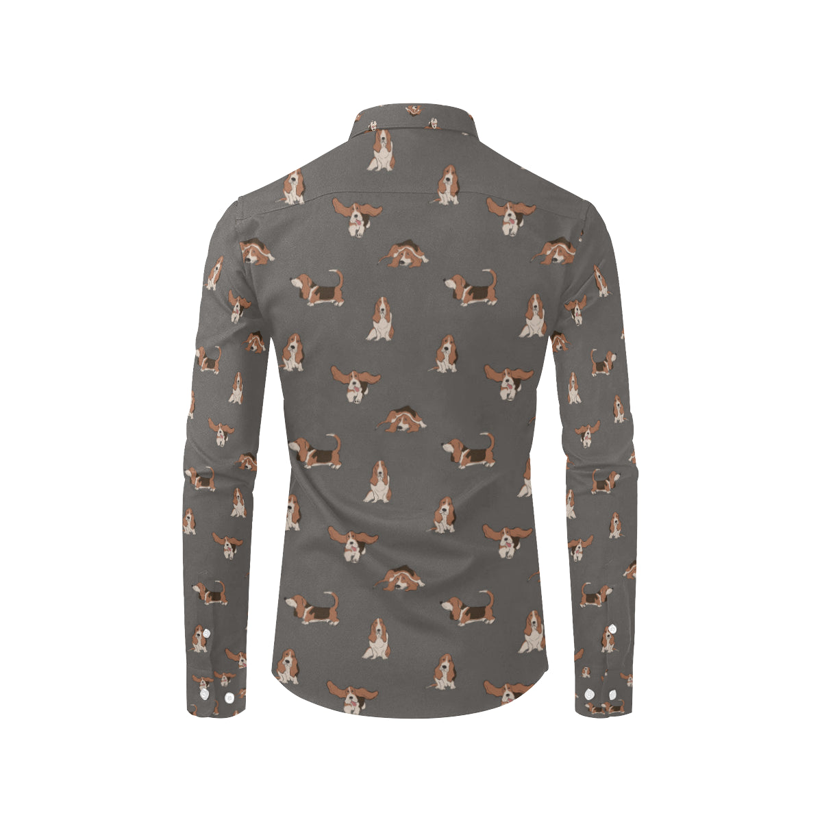 Basset Hound Pattern Print Design 03 Men's Long Sleeve Shirt