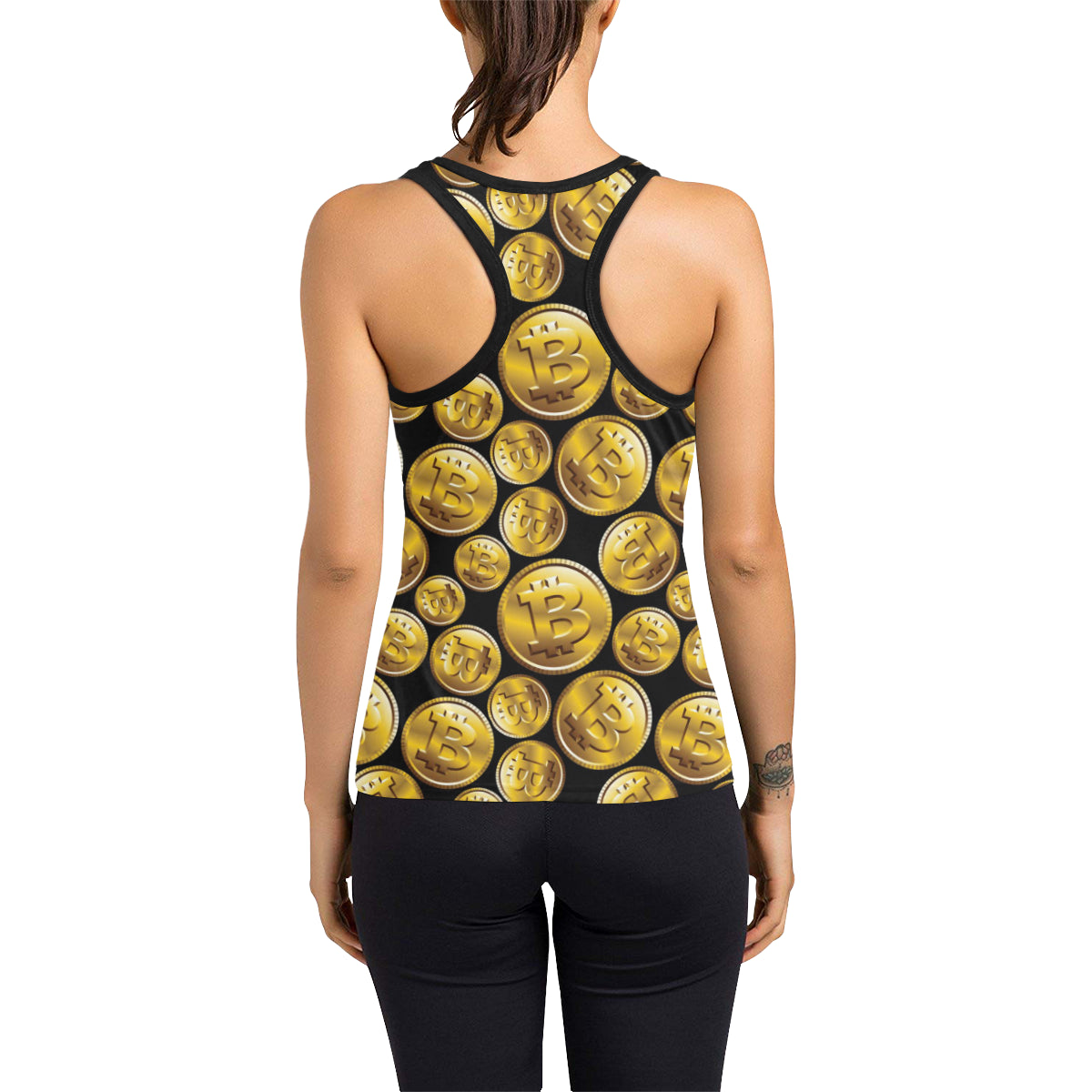 Bitcoin Pattern Print Design DO05 Women's Racerback Tank Top