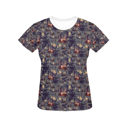 Creepy Graveyard Print Design LKS301 Women's  T-shirt