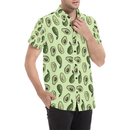 Avocado Pattern Print Design 02 Men's Short Sleeve Button Up Shirt