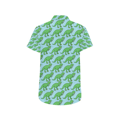 T Rex Pattern Print Design A01 Men's Short Sleeve Button Up Shirt