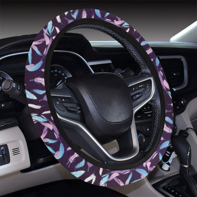 Peace Sign Feather Design Print Steering Wheel Cover with Elastic Edge