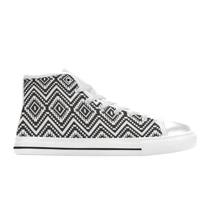 Tribal Pattern Print Design LKS303 High Top Women's White Shoes