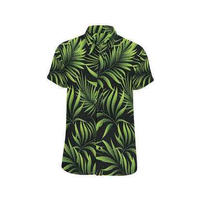 Palm Leaves Pattern Print Design PL07 Men's Short Sleeve Button Up Shirt