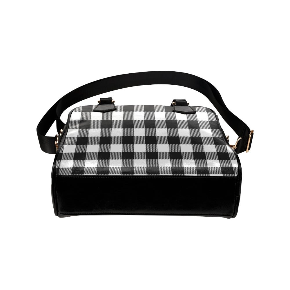 Buffalo check Black white Pattern Print Design 04 Shoulder Handbag
