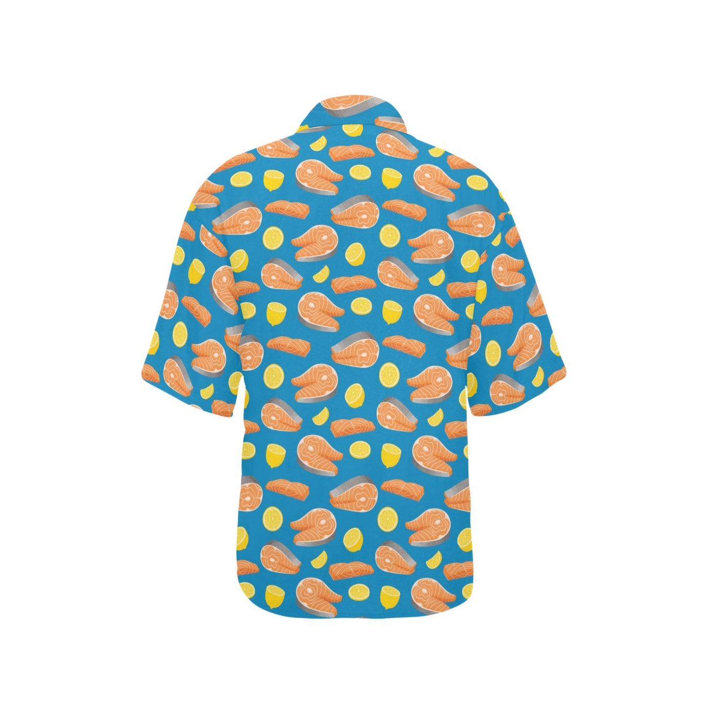 Salmon Steak With Lemon Print Design LKS308 Women's Hawaiian Shirt