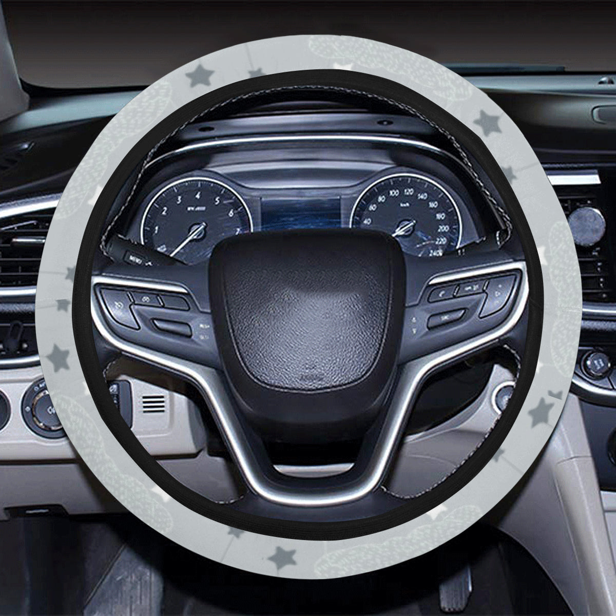 Cloud  Pattern Print Design 04 Steering Wheel Cover with Elastic Edge