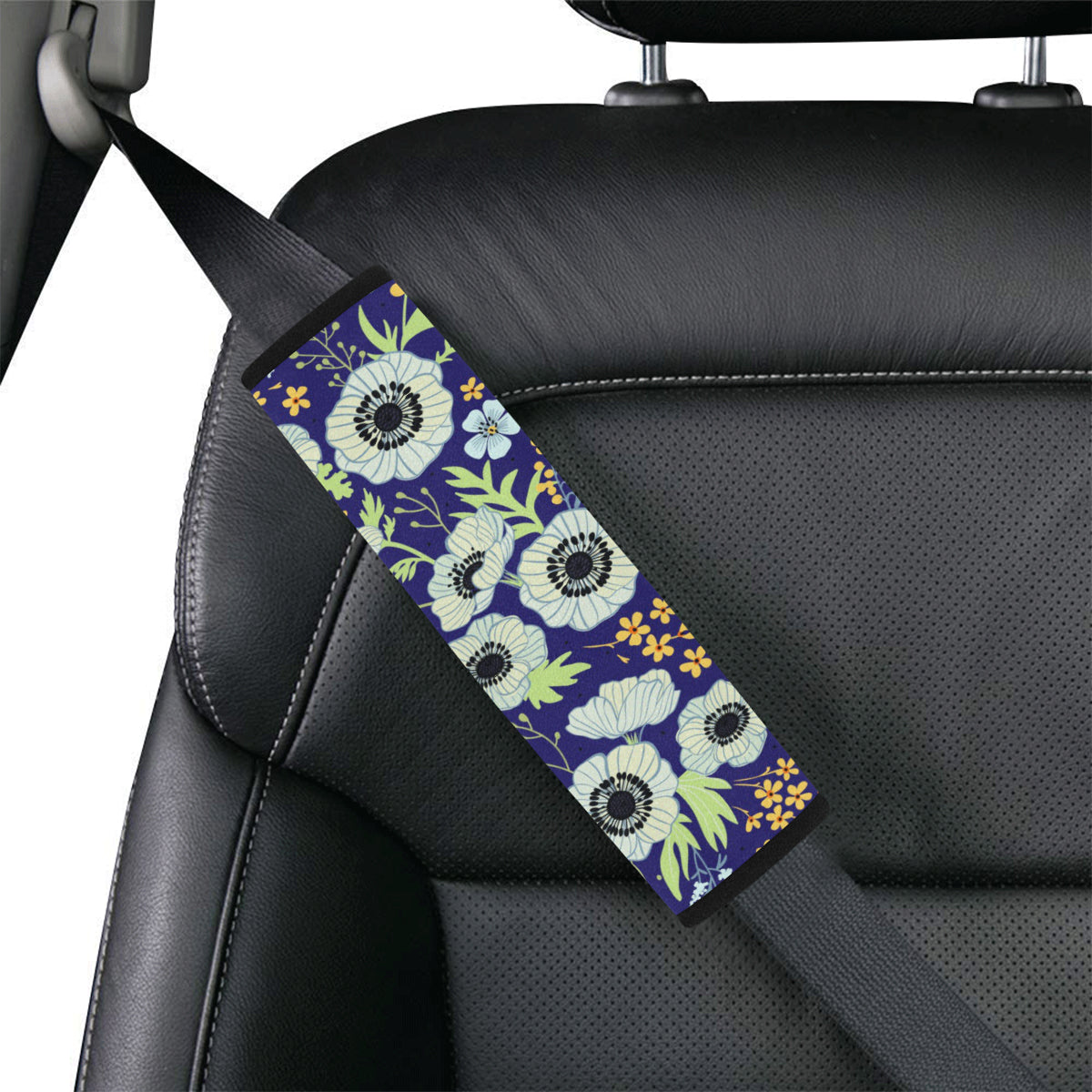 Anemone Pattern Print Design AM06 Car Seat Belt Cover