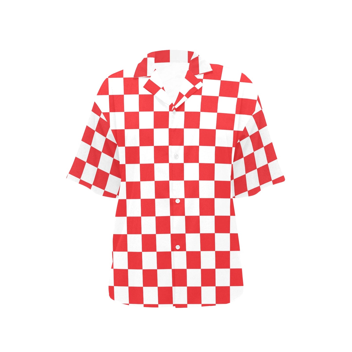 Checkered Red Pattern Print Design 04 Women's Hawaiian Shirt
