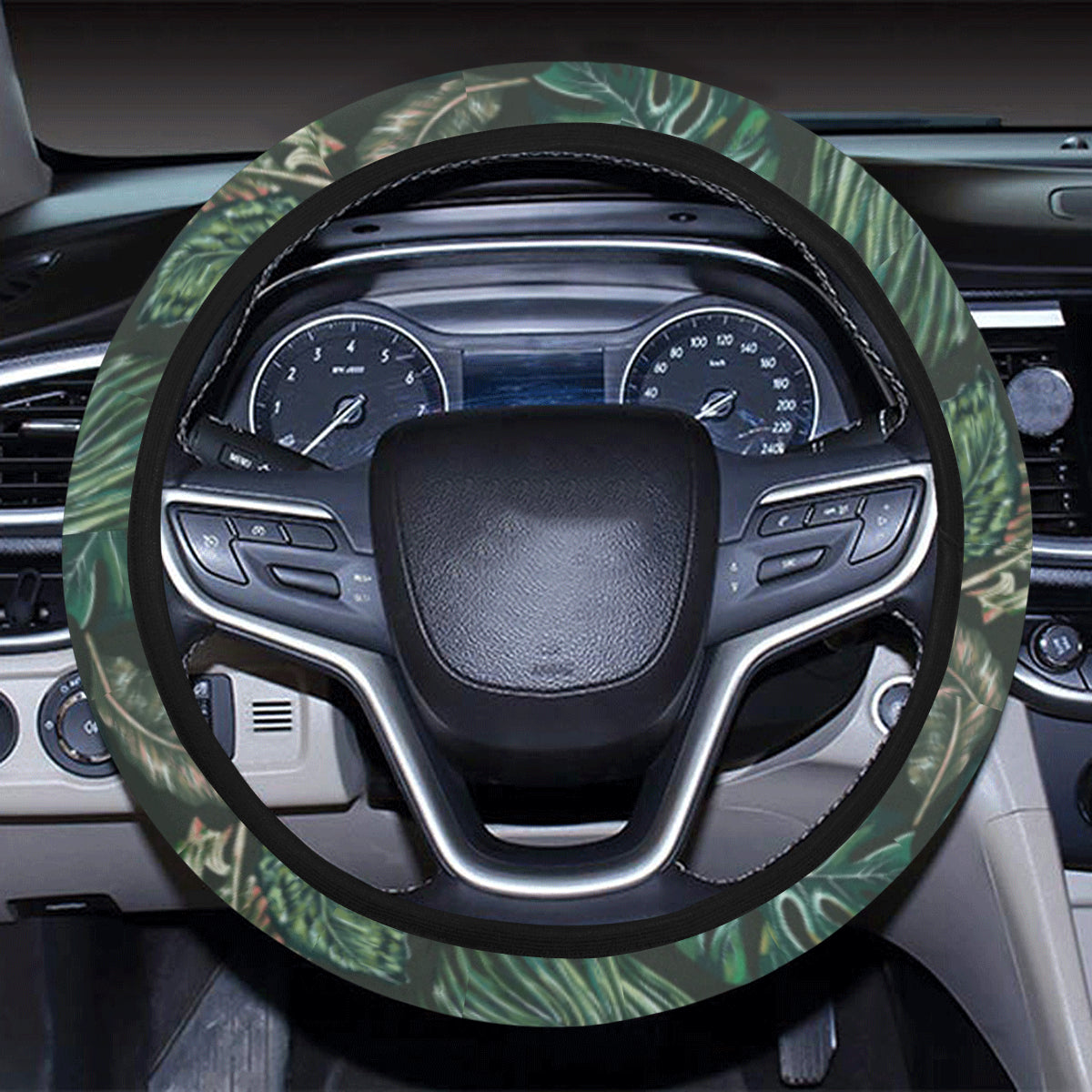 Banana Leaf Pattern Print Design 05 Steering Wheel Cover with Elastic Edge