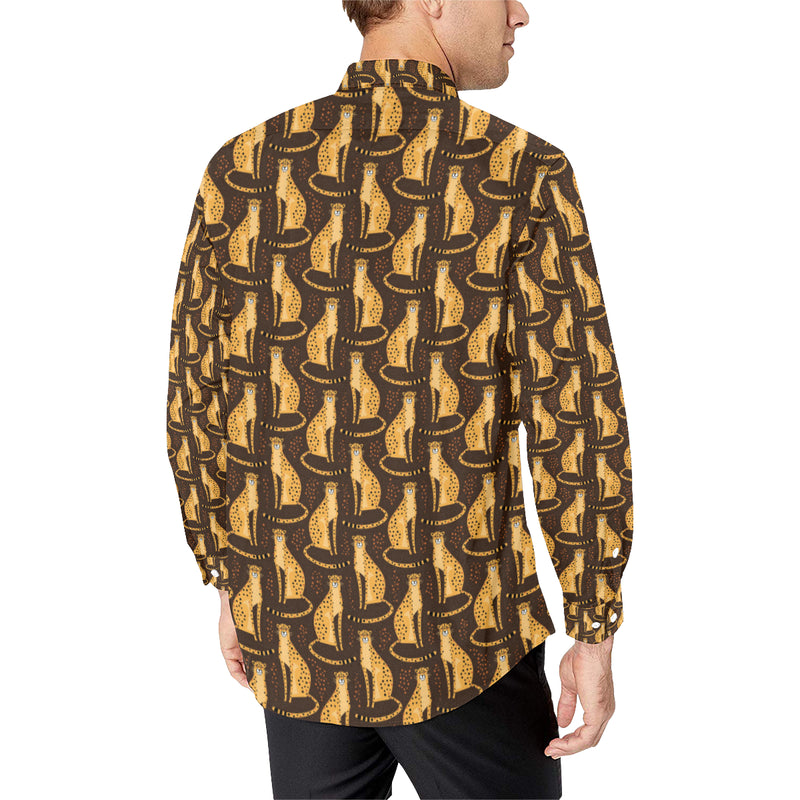 Cheetah Pattern Print Design 03 Men's Long Sleeve Shirt