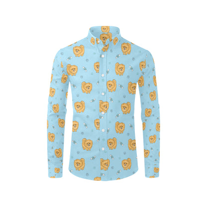 Pomeranians Pattern Print Design A03 Men's Long Sleeve Shirt