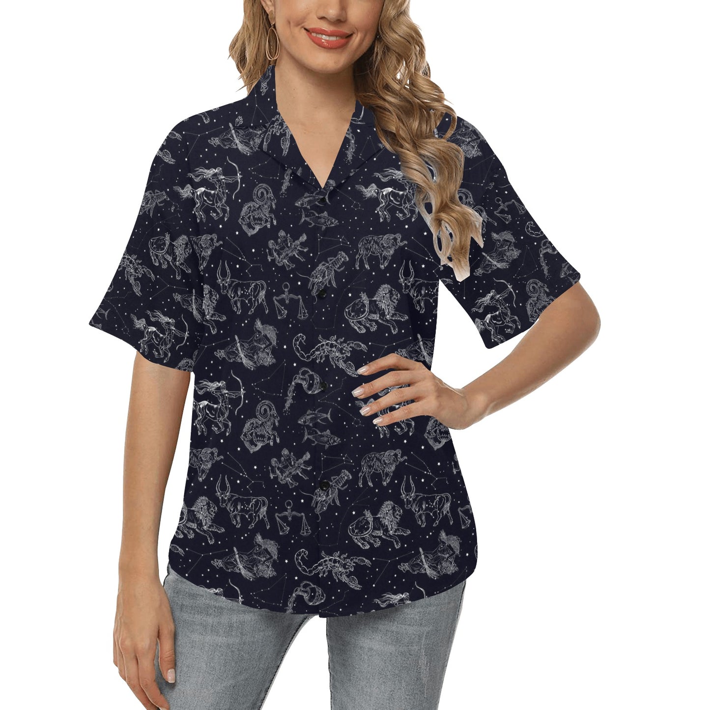 Zodiac Print Design LKS304 Women's Hawaiian Shirt