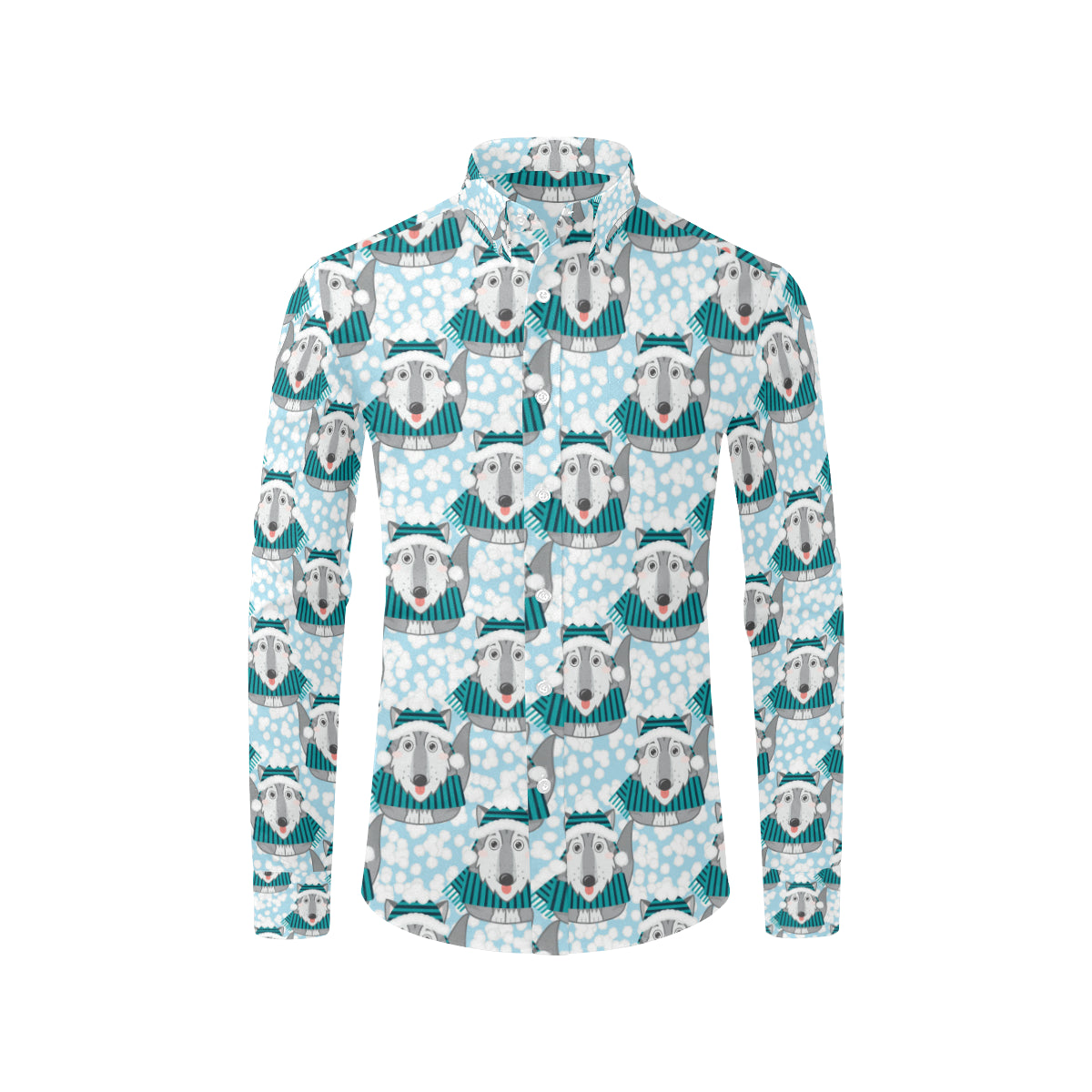 Alaskan Malamute Pattern Print Design 01 Men's Long Sleeve Shirt