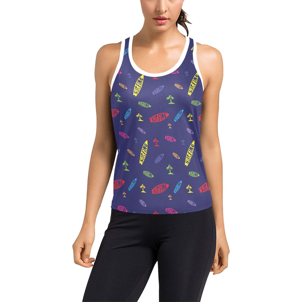 Surfboard Print Design LKS305 Women's Racerback Tank Top