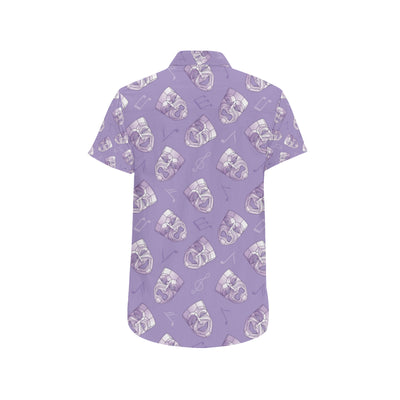 Acting Mask Pattern Print Design 05 Men's Short Sleeve Button Up Shirt