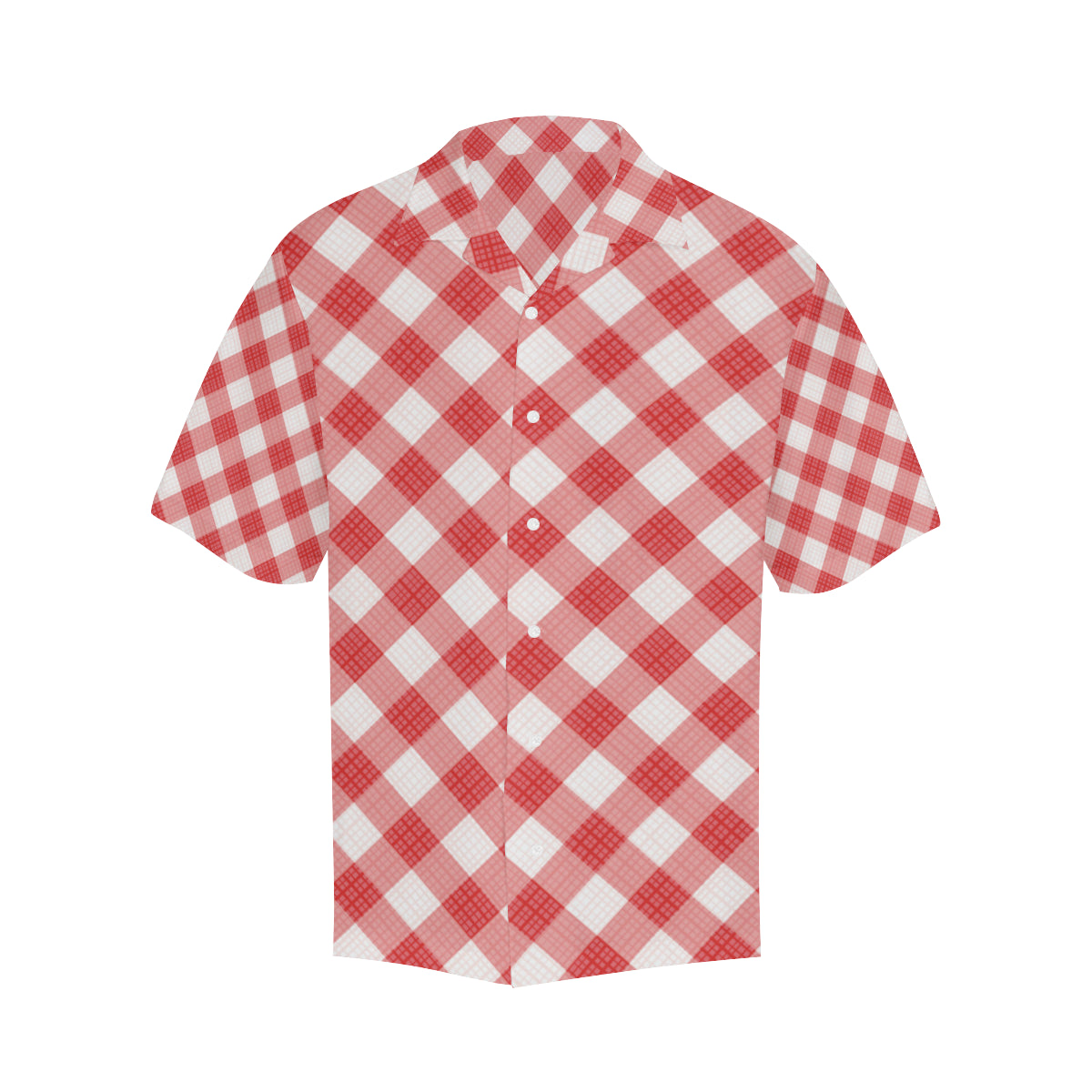 Gingham Red Pattern Print Design 01 Men's Hawaiian Shirt