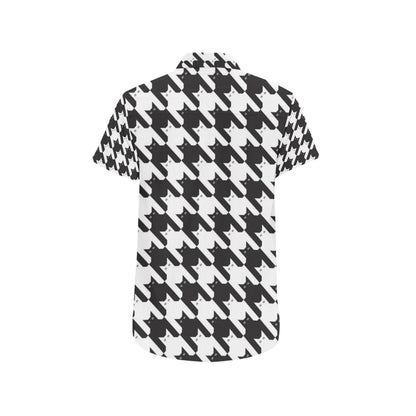 Cat HoundstoothPattern Print Design 01 Men's Short Sleeve Button Up Shirt