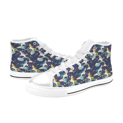 Unicorn Print Design LKS304 High Top Women's White Shoes