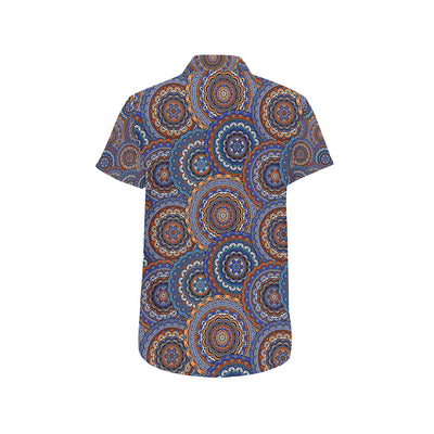 Mandala Boho Chic Design Print Men's Short Sleeve Button Up Shirt