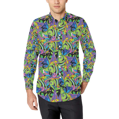 Psychedelic Trippy Mushroom Themed Men's Long Sleeve Shirt