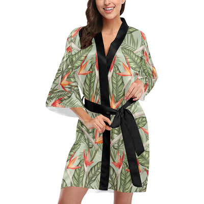 Bird Of Paradise Pattern Print Design BOP08 Women's Short Kimono