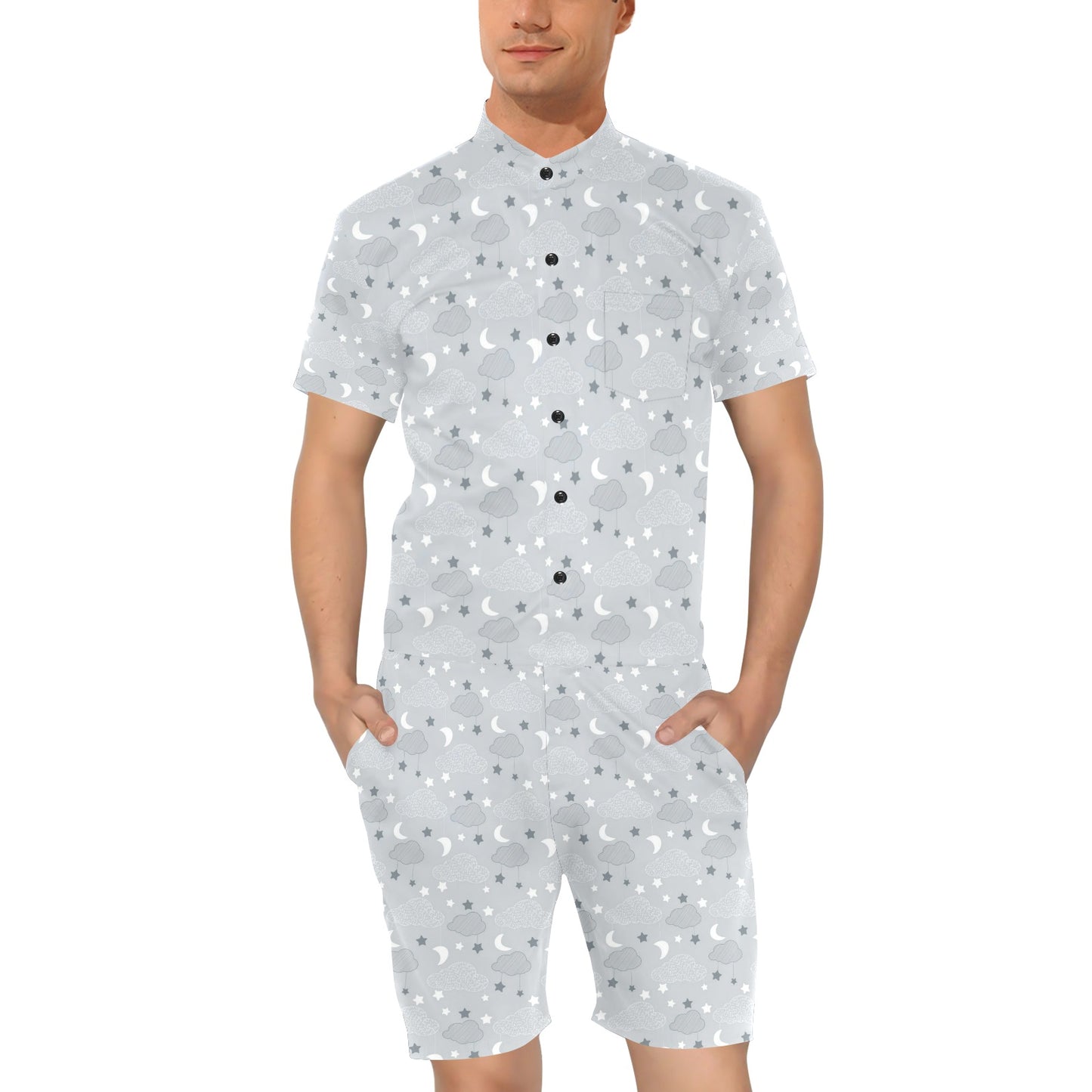 Cloud Pattern Print Design 04 Men's Romper