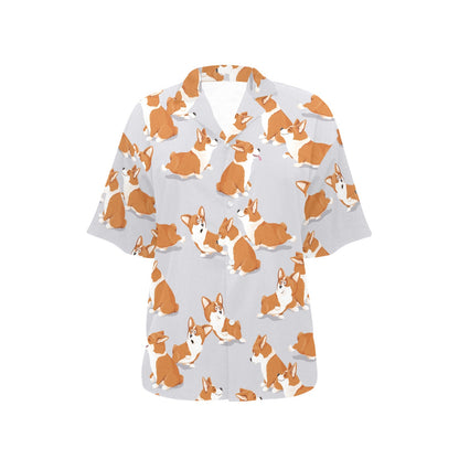 Pembroke Welsh Corgis Pattern Print Design A04 Women's Hawaiian Shirt
