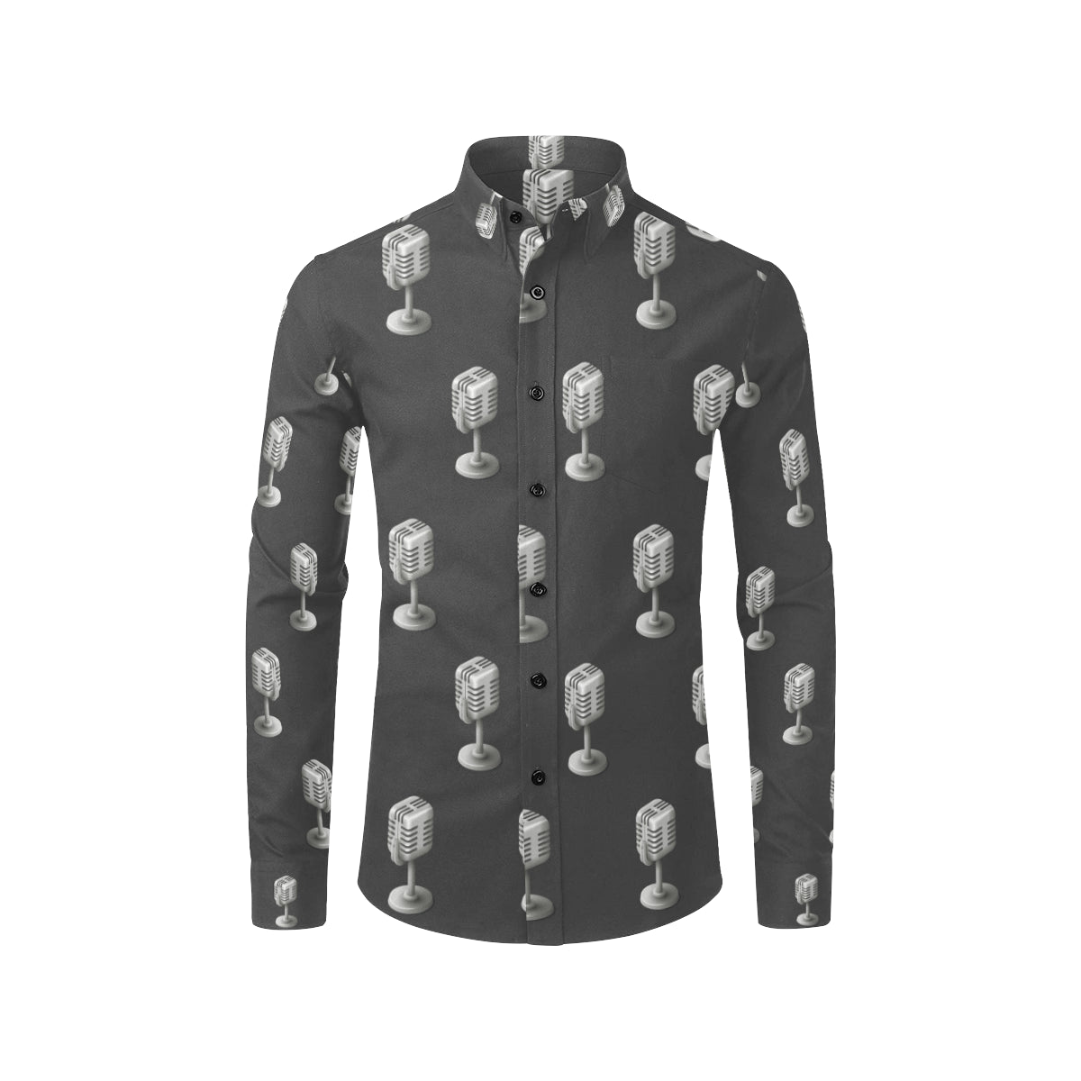 Microphone Vintage Pattern Print Design 01 Men's Long Sleeve Shirt