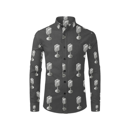 Microphone Vintage Pattern Print Design 01 Men's Long Sleeve Shirt
