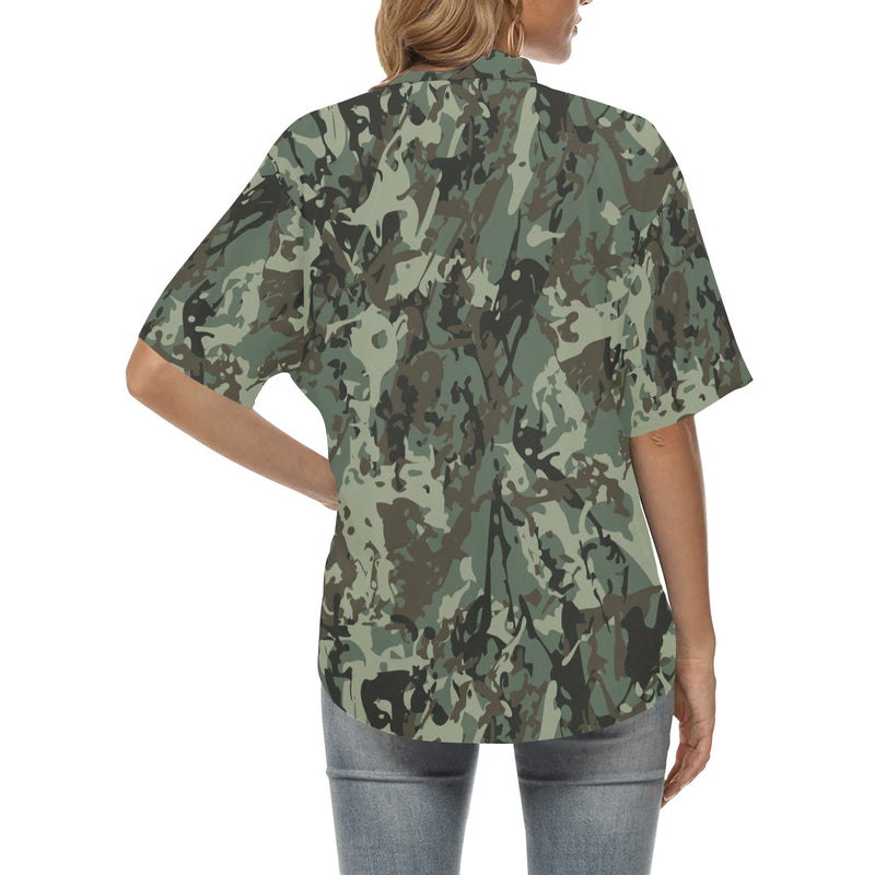 Camouflage Pattern Print Design 06 Women's Hawaiian Shirt