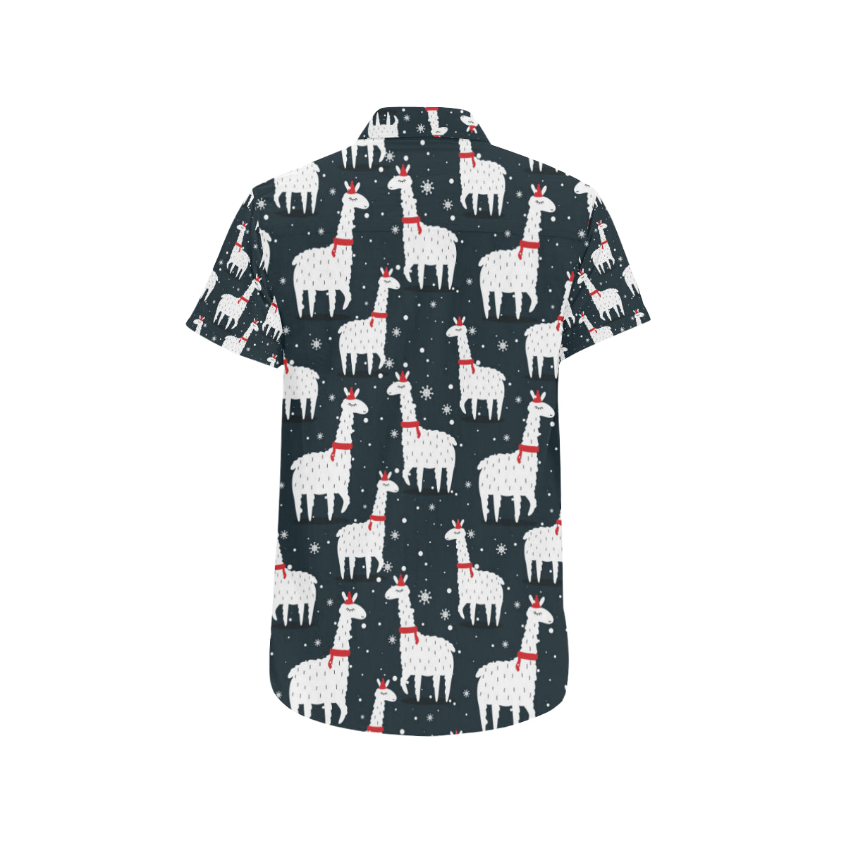 Alpaca Pattern Print Design 04 Men's Short Sleeve Button Up Shirt