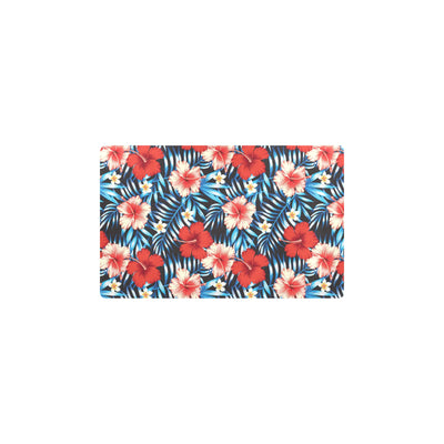 Red Hibiscus Blue Scene Kitchen Mat