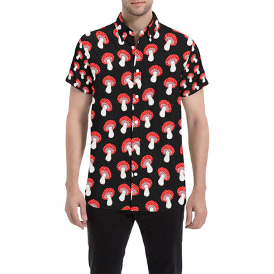 Mushroom Pattern Print Design A02 Men's Short Sleeve Button Up Shirt