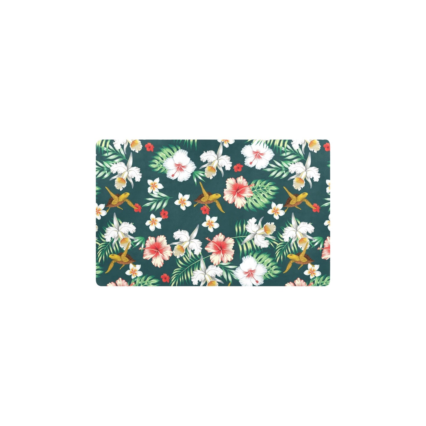 Hawaiian Flower Design with SeaTurtle Print Kitchen Mat