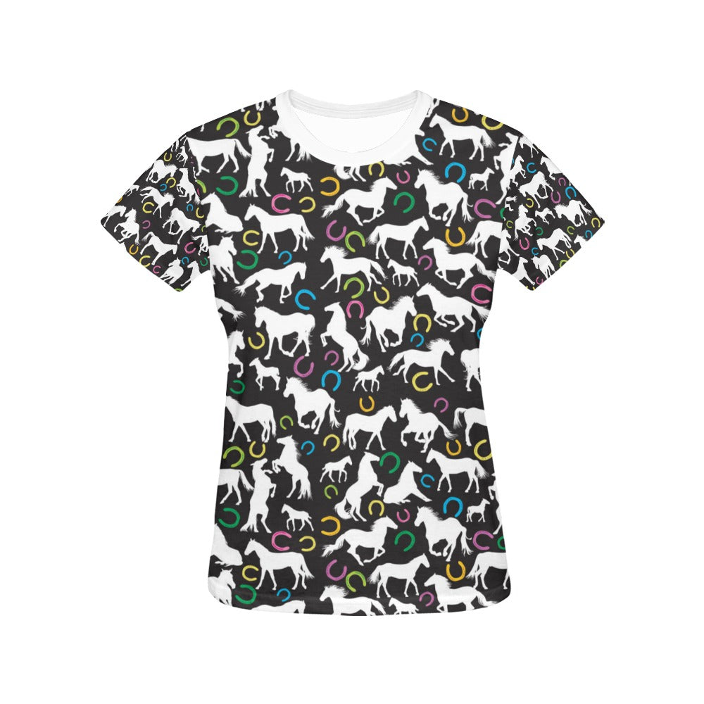 Horse Hoof Colorful Print Design LKS301 Women's  T-shirt