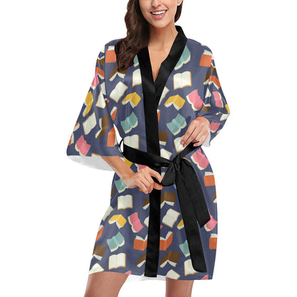 Book Pattern Print Design 01 Women's Short Kimono
