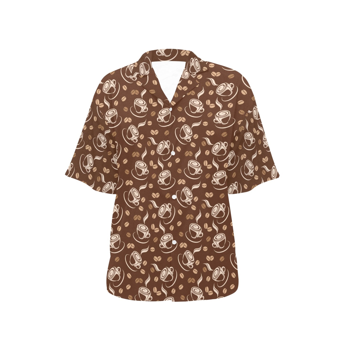 Coffee Pattern Print Design 03 Women's Hawaiian Shirt