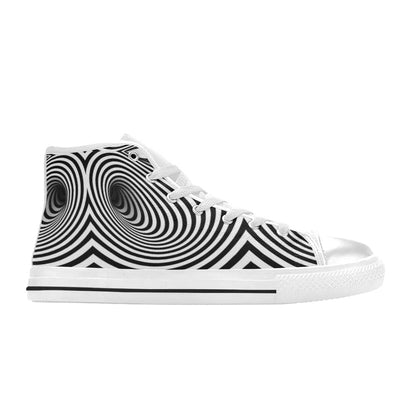 Vortex Print Design LKS303 High Top Women's White Shoes