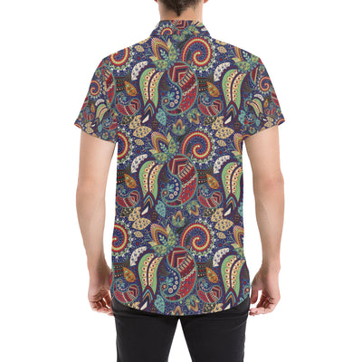 Paisley Boho Pattern Print Design A03 Men's Short Sleeve Button Up Shirt