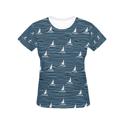 Sailboat Print Design LKS303 Women's  T-shirt