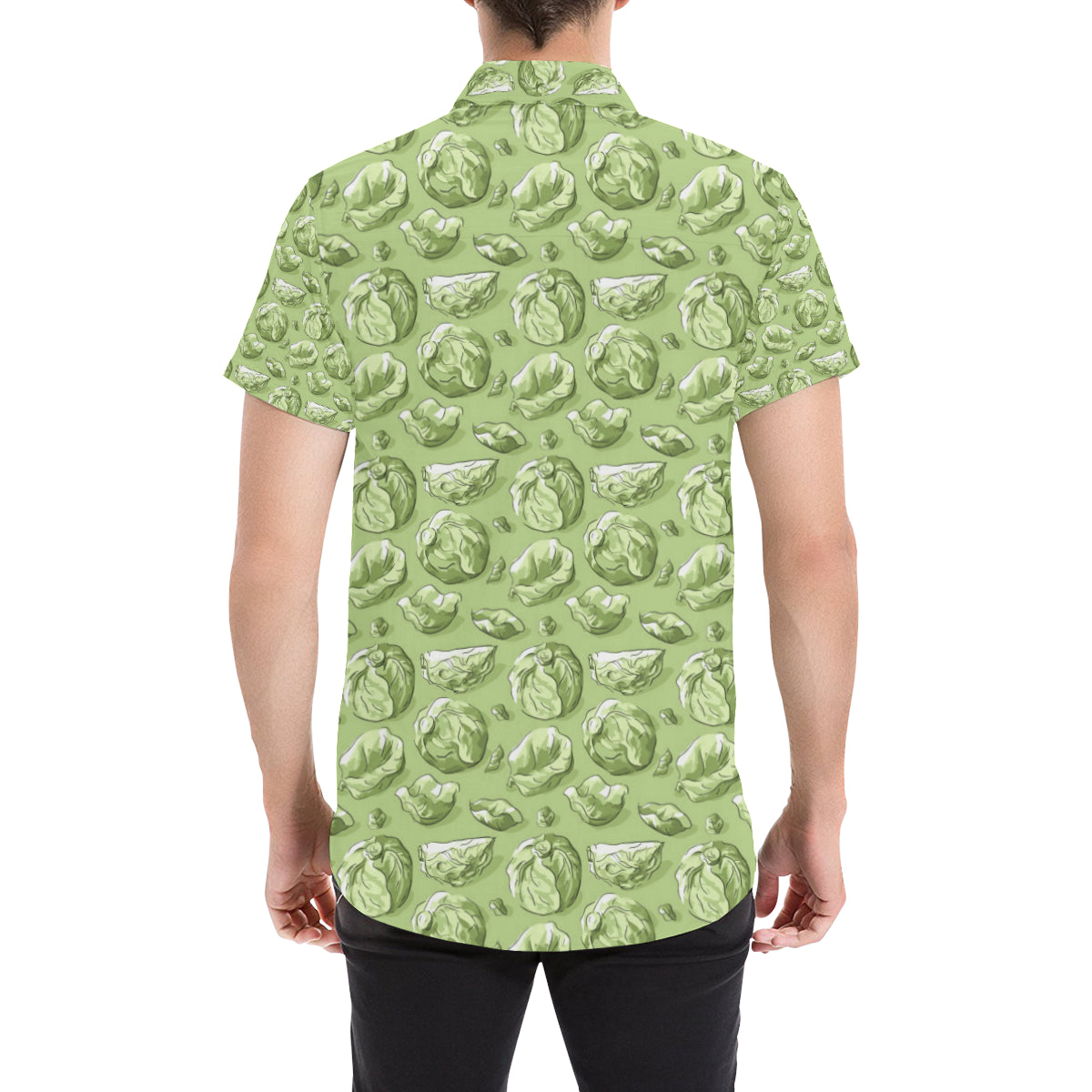 Brussels Sprouts Pattern Print Design 01 Men's Short Sleeve Button Up Shirt
