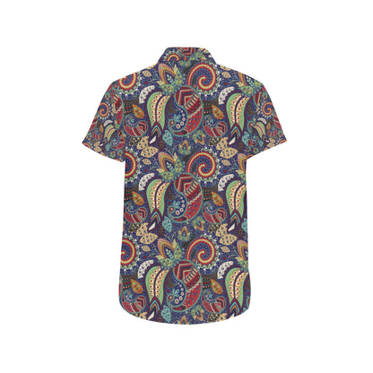 Paisley Boho Pattern Print Design A03 Men's Short Sleeve Button Up Shirt
